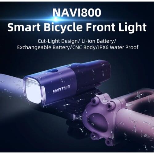 Enfitnix Navi800 Smart Bicycle Front Light Auto stop/start Rechargeable Night riding Safety 800lumen Long Shot Bike Accessories