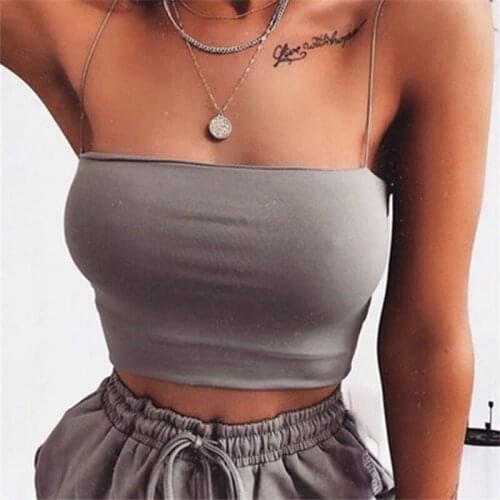All-Match Double Spaghetti Strap Crop Top Streetwear Sexy High Stretch Tube Top Vest Cotton Solid Color WomenS Tops Camis