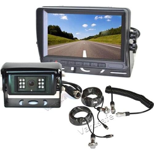 Vardsafe Motorized Shutter Reverse Camera with Trailer Tow Quick Connect 7 Inch Monitor for Truck Bus RV Trailer Caravan