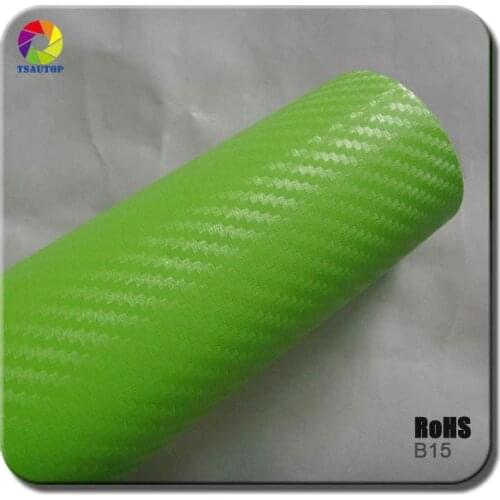 TSAUTOP Size 1.52x 30m 3d carbon film car vinyl wrap apple green color B15