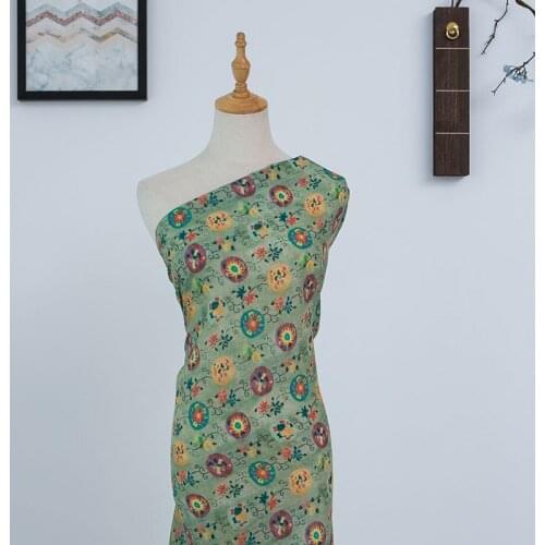 High end pure ramie fabric Beautiful flower digital printing sewing fashion dress shirt cheongsam tissus