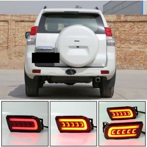 2PCS For Toyota Land Cruiser Prado LC150 2010-2019 LED Reflector Rear Fog Lamp Fog Light Brake light turn signal