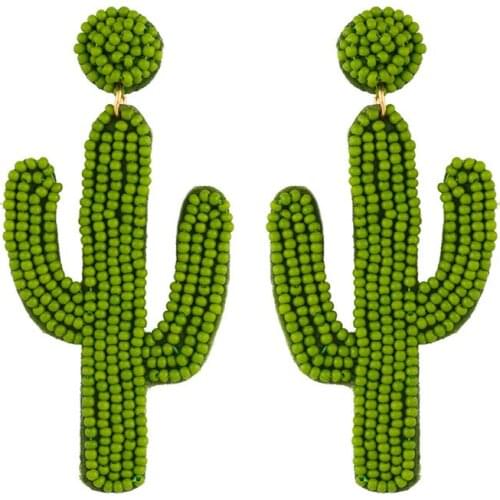 Green Bohemian Beads Cactus Drop Earring for Women Wedding Cute Trendy red Plants Girl Party Gift Statement Earrings Jewelry