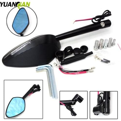 Motorcycle Integrated Turn Signal Mirrors Side Rearview Mirror Front Back LED For Kawasaki z800 z1000 Yamaha TMAX-500 tmax-530