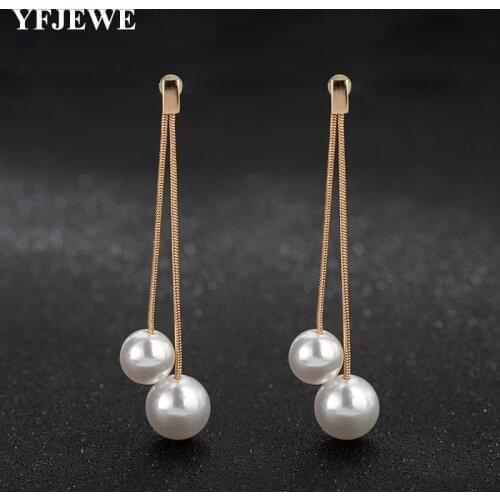 YFJEWE Statement Multiple Pearls Long Dangle Earrings Jewelry Vintage Gorgeous Wedding Chandelier Earrings for Women E552