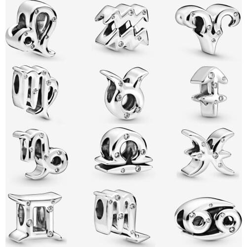 2020 Classic 925 Sterling Silver 12 Constellation Leo Virgo Libra charm Fit pandora bracelet Bangle charm DIY Women jewelry