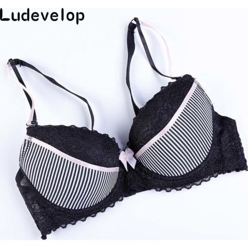 Intimate New push up women striped bra BC cup lace lingerie embroidery sexy young female underwear soutien gorge