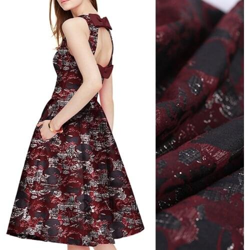 170CM Wide 300G/M Weight Black Red Jacquard Acrylic Polyester Cotton Fabric for Spring Autumn Coat Dress Shirt Jacket E602