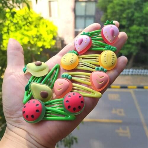 2PCS Cartoon Strawberry Avocado BB Clips Lovely Kids Hairpins Baby Hair Clips Headdress Girls Hair Accessories Children Headwear