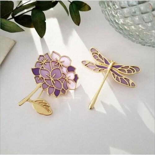 20/Lot Dragonfly Lilac Brooch Badge Pin For Lapel Figure Toys
