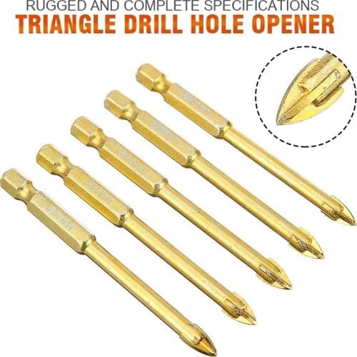 5pcs/set 6mm Hex Ceramic Tile Marble Glass Drill Bit Carbide Cross Spear Head Drill Bits Hole Opener For Power Drilling