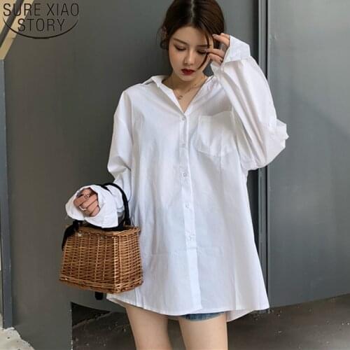 Blusas White Blouse 2021 Women Long Sleeve Shirt Summer Autumn Womens Blouse Sunscreen Casual Loose Shirt for Female 11105