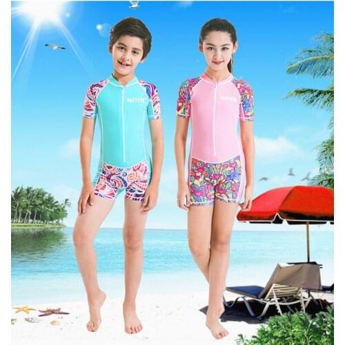 Childrens swimsuit one-piece cute childrens sunscreen quick-drying swimsuit boys and girls swimwea
