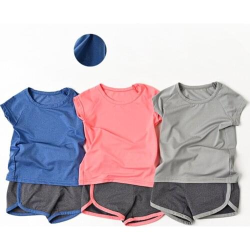 Children Sport Suit 2020 Summer Boys Clothes Set Quick Dry Mesh T shirt+Shorts 2 Pcs Set for Girls BC946