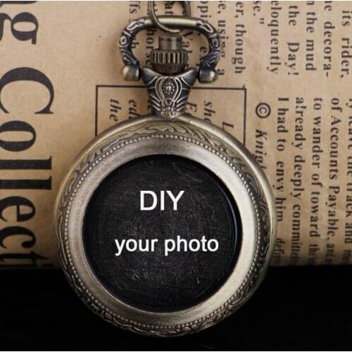 DIY Fashion Vintage Bronze Quartz Pocket Watch Retro Men Women Wolf Pendant Necklace Antique Jewelry Logo Customize Wholesale