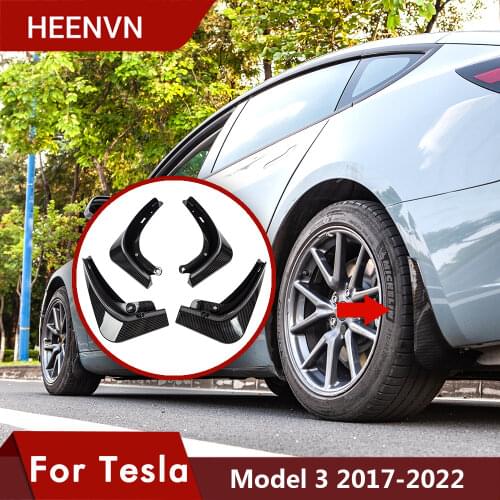Heenvn Model3 Mud Flaps For Tesla Model 3 Accessories Guard Fender Front Rear Wheel Mudguard Carbon Fiber ABS 2020 Model Three