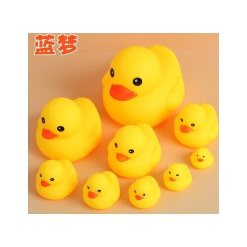 Toy duck baby bath water play toys pinch squeeze decompress make a sound little yellow duck toy children vinyl