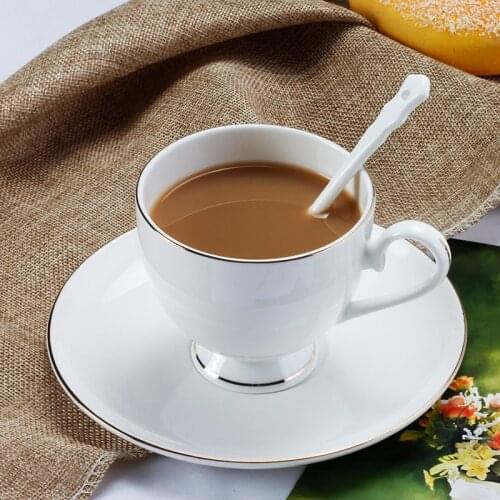 European style gold rimmed bone china coffee cup and dish set hand painted gold coffee cup tea set black tea cup