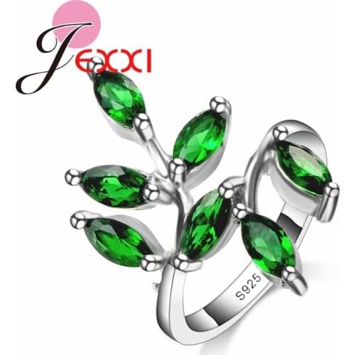 New Design Green Crystal Rings Women 925 Sterling Silver Fashion Ladies Wedding Engagement Party Rings