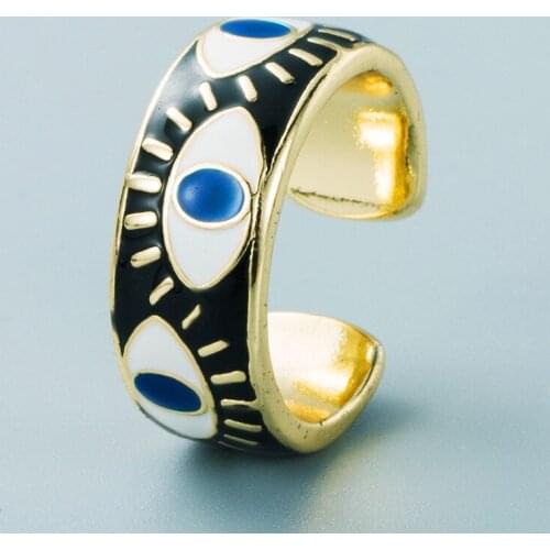 Trendy Devils Eye Rings For Women Men Teens Dripping Oil Open End Adjustable Hip Hop Gothic Ring Fashion Jewelry Gifts