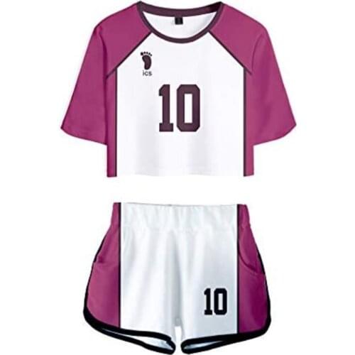 Haikyuu Cosplay Costume Uniform Jersey Sportswear Crop Top Shorts Two Piece Sets