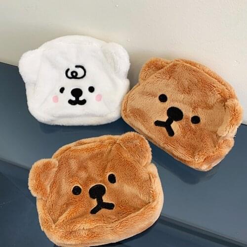 Cute Bear Coin Wallet Purses Girls Lipstick Bag New Portable Female Cartoon Zipper Card Cash Holder Fashion Plush Small Handbag