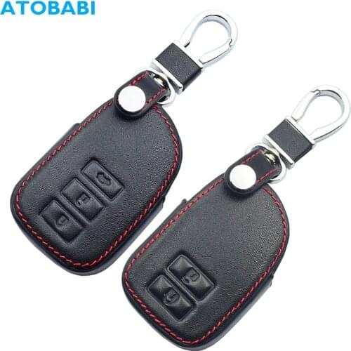 Leather Car Key Cover For Toyota Yaris Vios Previa Prado 2 3 Buttons Keychain Jacket Holder Smart Remote Control Protector Case