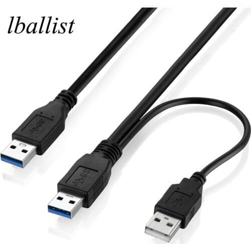 Lballist USB 3.0 Type A Male+USB Power Supply to USB 3.0 Type A Male USB 3.0 Data Cable Foil+Braided Shielded For HDD