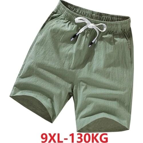 Summer Men green cotton shorts chinese style plus size big 6XL 7XL 8XL 9XL shorts casual men home Stretch shorts green Orange 54
