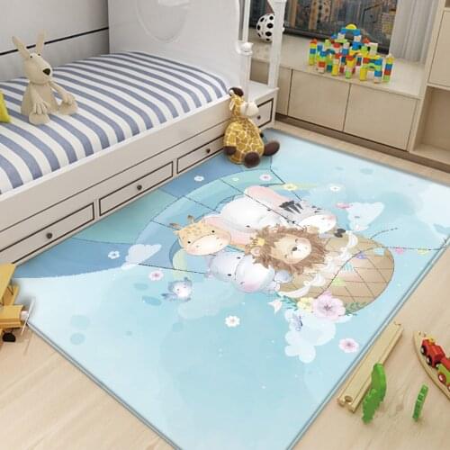 Hot Sale Balloon Blue Car Animal Non-Slip Children Flannel Carpet Baby Hand Print Carpet Baby Play Mat Fashion Children Carpet