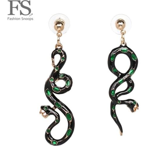 FASHIONSNOOPS Snake Shaped Drop Dangle Earrings For Women Charm Party Gift Fashion Vintage Earring Resin Shiny Jewelry Bijoux