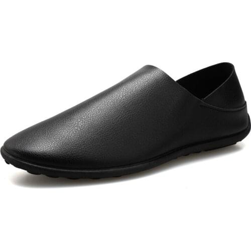 2021 Spring Autumn New Fashion Leather Casual Shoes for Man Breathable Light Slip-on Shallow Flat Loafers Waterproof for Daily