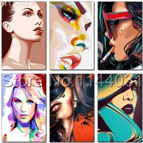 MYCELLA Cartoon Girl Vector Portrait,Diamond Embroidery,Full,DIY,Diamond Painting,Mosaic,Cross Stitch,Rhinestone,Decoration,Gift