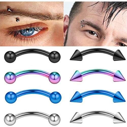 Latest 10 / Package Stainless Steel Nail Color Eyebrow Circular Steel Nail Curved Rod Nose Lip Nail Body Piercing Jewelry