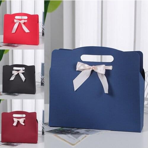 New Bow Ribbon Beam Mouth Gift Paper Box Clothing Shopping Bag Cosmetics Jewelry Handbag In Stock