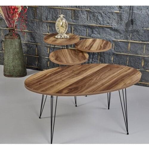 New Modern Rupon Home 3 Pcs Zigon Medium Coffee table Set-Fiddle Walnut Patterned coffe table table basse