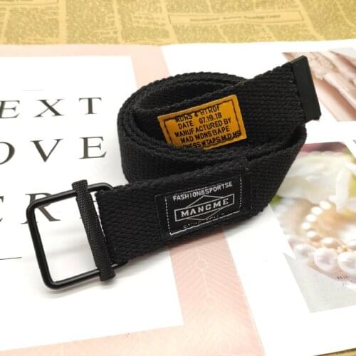 New Outdoor Sports Leisure Versatile Simple Solid Color Canvas Metal Buckle Mens and Womens Belt
