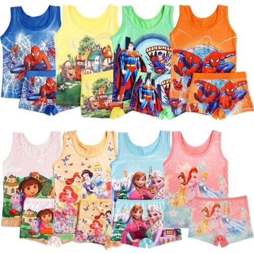 Childrens Princess Pajamas Set Summer Anna Elsa Boys Pyjamas Cars Cartoon Kids Girls Sleepwear Boys Homewear Clothes