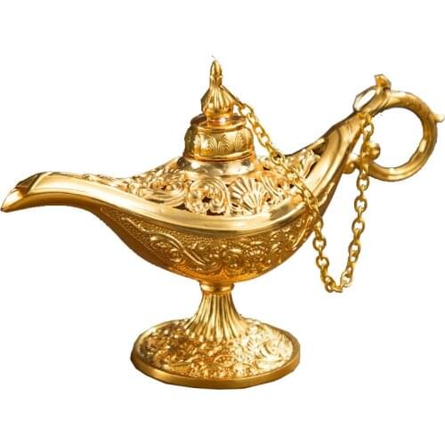 Retro European Crafts Aladdin Lamp Metal Gold Zinc Alloy Home Decor Craft Gift New Wishing Lamp Tea Pot Decoration Model