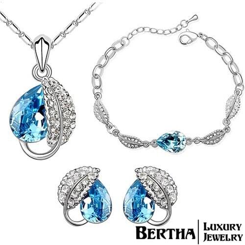 Luxury Crystals from Swarovski Jewelry Sets Stud Earrings Necklaces Pendants Bracelets For Women Brides Wedding