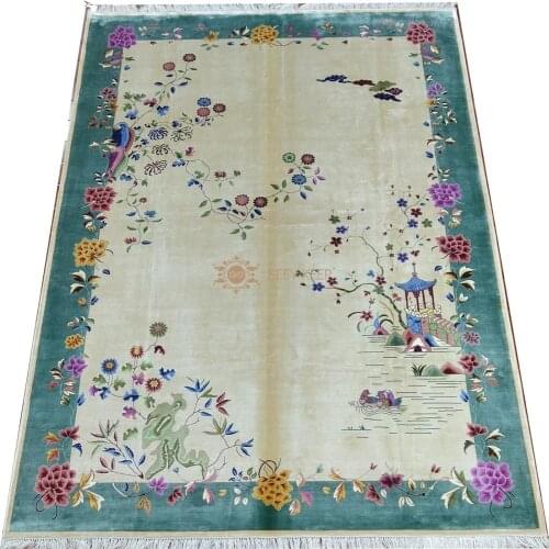 Seeykeep™ 6.56x9.84ft Traditional Xihu Lake Scenery Pattern Silk Handknotted China Rug -NY3016235