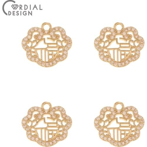 Cordial Design 50Pcs 14*16MM CZ Pendant/Earrings Making/Jewelry Accessories/DIY Charms/Hand Made/Jewelry Findings & Components