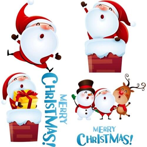 Three Ratels QC504 Funny cartoon santa claus Christmas wall stickers home decoration living room