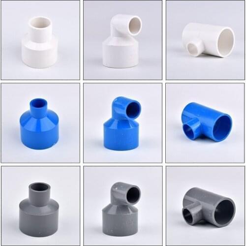 1pc 20-63mm PVC Reducing Pipe Connector Tee Elbow Garden Irrigation System Pipe Fitting Aquarium Fish Tank Tube Straight Joint