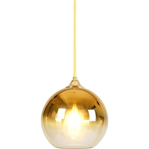 Modern Led Pendant Lights Plating Glass Ball Hanging Lamp for Dining Room Living Indoor Decor Lighting Suspension Luminaire E27