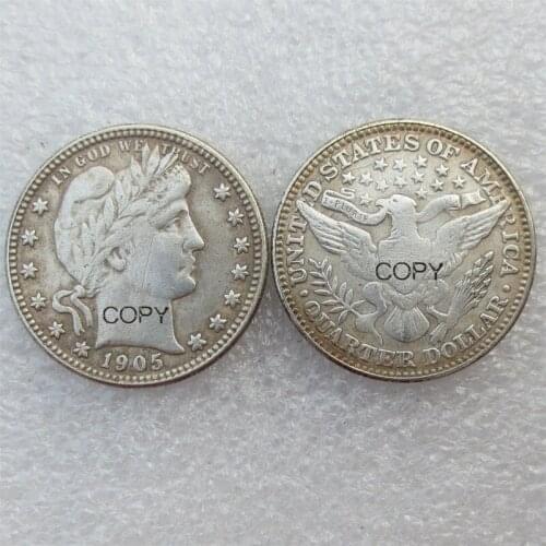 USA Barber Quarter Dollars 1905 Different Mint Silver Plated Copy Coin