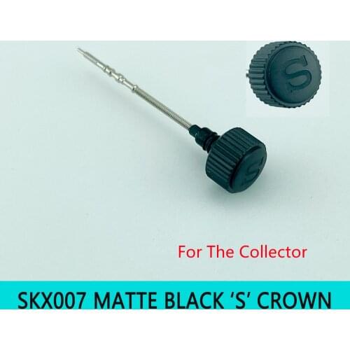High Quality SKX007 Matte Black Crown Engraved Signed 'S' Mod Parts 2 Gaskets Fit For NH35/36 7S26 Movement