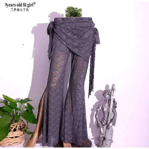 7years Old Lil Girl 2021 Tribal Fusion Belly Dance Pants Lace Flare With Skirt DB99