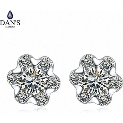 DANS Real Big Brand AAA Zirconia Simple Micro Inlays Fashion Stud Earrings for Women Flower 112017