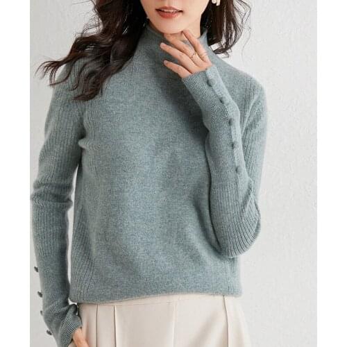 LHZSYY Half High Neck Cashmere Sweater Women 100%Pure Wool Fashion Short 2020Autumn Winter New Long-Sleeved Knit Bottoming Shirt